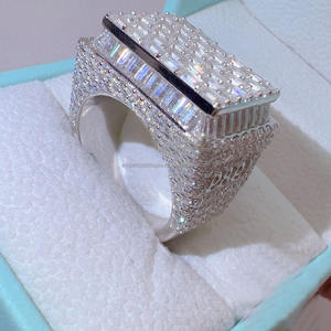 Anillo de Plata de Ley 925 con Baño de Rodio, Corte Baguette, Estilo Hip Hop, Forma Rectangular, con Incrustaciones de Circonitas, para Hombre, Regalo de Aniversario o Boda - Product Image 5