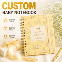 LABON Niedliches Hellbutterfarbenes Kaninchen-Tagebuch A8 mit Punktraster, Baby-Wachstumstracker, Geschenk mit Leinwandbeutel