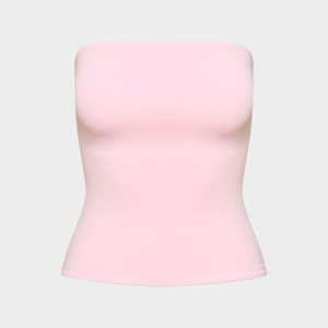Women's Strapless <b>Cropped</b> Tube <b>Top</b> Solid Color Cotton Spandex Made Minimalist Style Slim Fit Spring Summer Wear Shirt <b>Tops</b> - Product Image 3