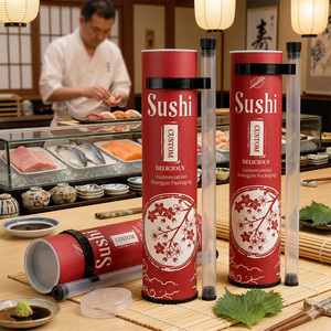 Boîte en tube de papier pour emballage de sushi sur mesure OEM avec couche intérieure anti-graisse - Product Image 2