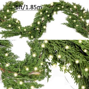 Seasonal Artificial Christmas Garland LED <b>String</b> <b>Lights</b> Pine Needle Cypress Indoor Outdoor Winter Holiday Decor Wreaths Garlands - Product Image 2