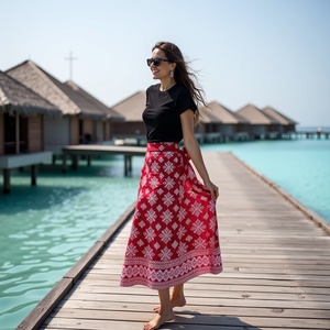 Hermosa Boho Gypsy Summer Fashion Wrap Hecho a mano Todo el día Cómodo Traje de baño Cubrir con Cascade Snowflake Floral Print - Product Image 4