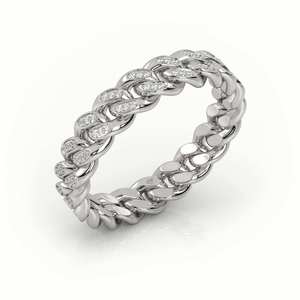 18K Gold Plated Iced Cuban Link <b>Ring</b> Lab Diamond Minimalist Hip Hop <b>Stacking</b> Band Unisex Daily Statement Gift - Product Image 2