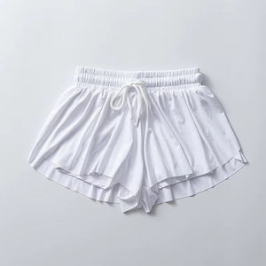Women's <b>Black</b> Solid Drawstring Waist <b>Pleated</b> Shorts <b>Skirt</b> Loose Fit Casual Knitted Breathable Style Wholesale Supplier 2026 - Product Image 3