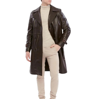 Manteau d'hiver de luxe personnalisable en cuir véritable grande taille pour homme - Manteau d'affaires formel élégant coupe ajustée avec boutons en corne et col en V