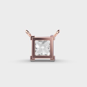 Colgante Solitario con Diamante Cultivado en Laboratorio, Corte Princesa, en Oro Blanco/Amarillo y Rosa de 9 Quilates, Estilo Vintage - Product Image 3