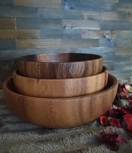 Tazón para Servir Ensaladas de Madera de Acacia Hecho a Mano, con Grano Único, Ecológico, Duradero, 1 kg, Estilo Americano - Product Image 5