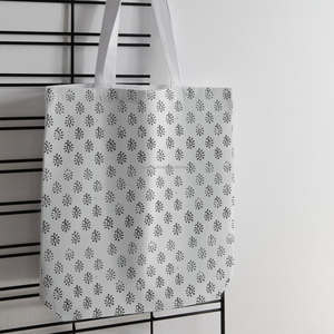 Bolsas de Mano con Estampado de Bloques de Doble Cara, Bolsa de Hombro de Algodón Hecha a Mano en India, Dos Diseños, Bolsa de Compras Diaria - Product Image 6