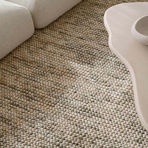 Tapis texturé épais beige tissé à la main, style moderne neutre, aspect naturel, pour salon, chambre, décoration intérieure, revêtement de sol - Product Image 5