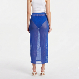 Falda de malla transparente de cintura alta para mujer, falda sexy transparente hasta la rodilla, falda transparente de verano para mujer, faldas transparentes para discoteca - Product Image 2