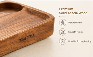 Plateau de service ottoman moderne pliable en bois d'acacia avec poignées réglables, porte-gobelet, fente pour téléphone et compartiment pour télécommande pour canapé - Product Image 5