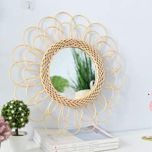 Miroirs muraux ovales pleine longueur en rotin tressé rustique pour chambre, salon et dressing – Vente en gros - Product Image 2
