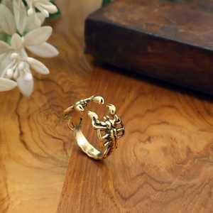 แหวนปรับขนาดได้รูปแมงป่องสีทองสำหรับผู้ชาย |   เครื่องประดับสไตล์โกธิคพังก์ขายส่ง - Product Image 1