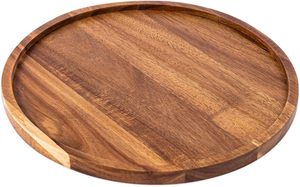 Plateau de service rond en bois fait main, décoration de table moderne - Product Image 3