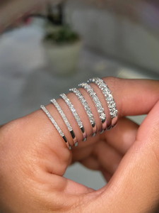 แหวนแต่งงานเพชรแล็บโกรว์สุดหรูแบบครึ่งวง ทองคำแท้ 10K 14K 18K แหวนซ้อนกันได้ พร้อมใบรับรองเพชร เครื่องประดับเจ้าสาว - Product Image 4