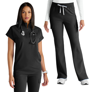 Uniformes de Enfermería Modernos al por Mayor, Traje de Enfermera de Manga Corta Elástico, Uniformes Médicos Personalizados para Mujeres - Product Image 4