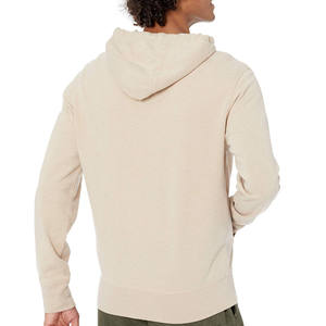Sudadera con Capucha y Cremallera para Hombre, Color Beige, Corte Regular, Estilo Casual para Otoño, 100% Algodón, Tejido French Terry, Color Sólido, Diseño con Bolsillos - Product Image 4