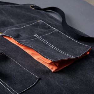 Tablier en jean unisexe 2026 dernière collection avec plusieurs poches et accents en cuir pour restaurants, bars, barmans et serveurs - Product Image 4