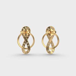 Luxury Gold Plated Diamond <b>Stud</b> Earrings Geometric Infinity Design Round Brilliant Cut Channel Setting Women's Earring - Product Image 2