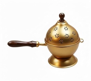 S H INC. IB-01 Quemador de incienso árabe de latón ornamentado, bellamente grabado, para incienso de Oud de madera de sequo, religioso, ecológico, para todas las estaciones - Product Image 3