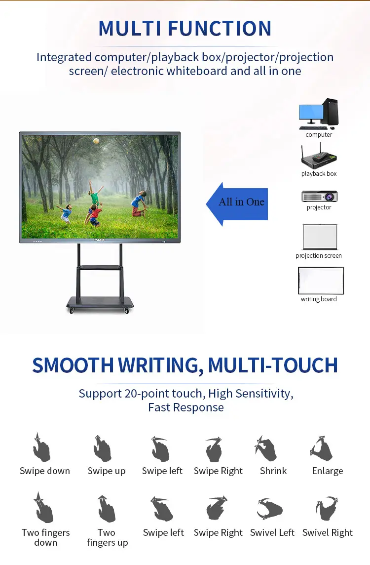 Tablero inteligente más vendido, pantalla táctil, pantalla plana interactiva, tablero inteligente para reuniones escolares, TV táctil inteligente