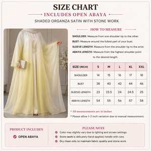 Abaya de prière islamique pour femme, en organza satiné ombré, col en V, manches longues, longueur ras du sol, légère, coupe ample, modeste, avec broderie de pierres - Product Image 5