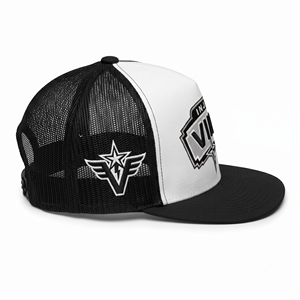 Gorra de béisbol trucker personalizada de 5 paneles, negra y blanca, con malla, parche bordado en 3D, estructurada, de perfil alto, visera plana, snapback, para hombre, OEM - Product Image 3