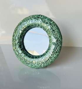 Miroir Art Déco 5 pouces en verre craquelé le plus vendu, texture cristal étincelante, fait main, léger, pour décoration d'entrée, disponible - Product Image 4