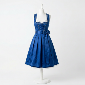 Elegante Vestido Dirndl para Mujer, Tela Estampada Personalizada, Bordado Alemán, Largo hasta la Rodilla, Sin Mangas, Ajuste Cómodo - Product Image 1