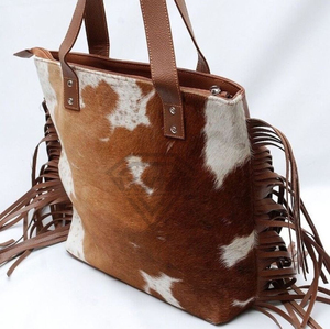 Genuine Cowhide Leather Tote Bag With Fringe Boho Shoulder Handbag Manufacturer Wholesale Custom Luxury Designer Purse - Product Image 6
