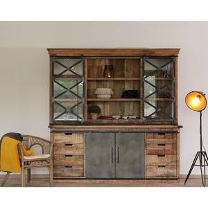 Vandana Amber Line ndustrial metal and wood <b>sideboard</b> with 2m sliding doors Character - Product Image 1