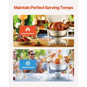 Set da 4 Chafing Dish in Acciaio Inossidabile da 5 Qt per Buffet, con 4 Vasche Grandi, Controllo Manuale della Temperatura, Scaldavivande per Catering con Coperchio e Serbatoio Acqua - Product Image 3