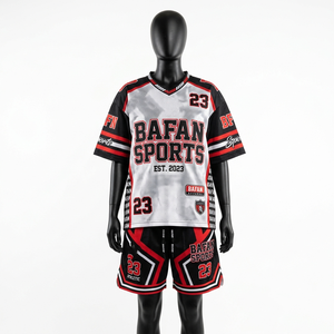 High quality 150 GSM breathable <b>mesh</b> football jersey shorts <b>set</b> red black white panels heat transfer custom logo Women's <b>Sets</b> - Product Image 6