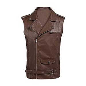 Chaleco de Cuero para Hombre, Casual, Invierno, Nuevo, a la Moda, Color Personalizado, Cuero Vacuno Genuino, Sin Mangas, CP-MLV-11 - Product Image 6