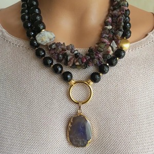 Collier fantaisie en résine colorée, chaîne à maillons épais en acrylique pour femmes, artisanat en résine d'Inde - Product Image 4