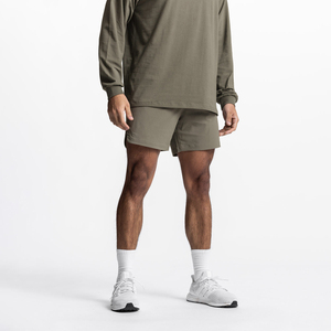 <b>Men</b> Solid Olive Green <b>Quick</b> <b>Dry</b> <b>Shorts</b> Elastic Waist Casual Mid Length Woven Polyester Sport <b>Shorts</b> - Product Image 1