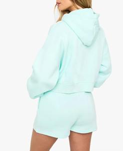 Conjunto de Sudadera con Capucha y Pantalones Cortos de Algodón para Mujer, Personalizable con Logotipo por Sublimación - Product Image 4