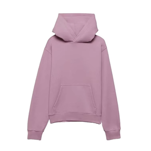 Unisex Purple Fleece Hooded Sweatshirt Oversized Regular Fit Casual Solid Color Pocket Design Autumn Wear <b>Men's</b> hooded - Product Image 2