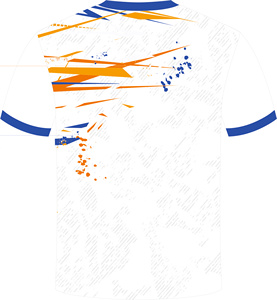 Maillot de football unisexe FURAT LEATHERS à col en V, blanc, orange, bleu, imprimé par sublimation, en polyester respirant, manches courtes, pour adulte - Product Image 2