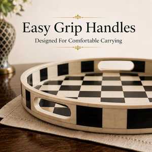 Premium Artisan Bone Inlay Round Decorative Storage <b>Tray</b> with Handmade Geometric Pattern for Jewelry, <b>Perfume</b>, Candles & Modern - Product Image 3