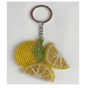 Nouveauté : Breloque porte-clés en perles de verre faites à la main, forme irrégulière tranche de citron, pour clés, sacs, sacs à main, sacs à dos, accessoire pour filles - Product Image 1