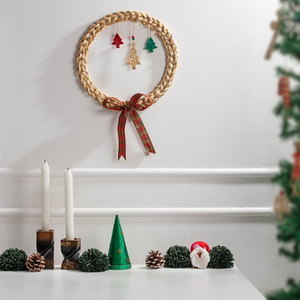 Nouveauté : Couronne de Noël ronde en jonc de mer, vente en gros de couronnes pour porte d'entrée, maison, restaurant, bureau, en provenance du Vietnam - Product Image 3