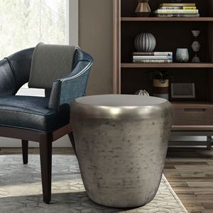 Tavolino Laterale Garvy in Metallo Argento Anticato, Elegante Arredamento per Soggiorno - Product Image 6