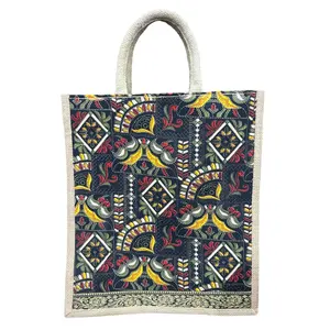 印度定制品牌和标志环保可重复使用粗麻布购物袋女性购物礼品手提袋黄麻