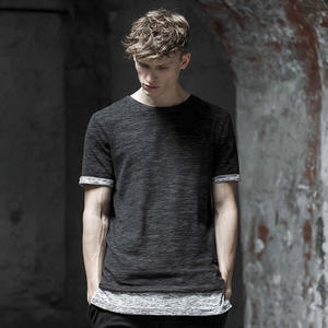 Camiseta de doble capa para hombre, estilo urbano de verano, con hombros caídos, camisetas de doble capa para hombre, camisetas de doble capa con corte oversize para hombre - Product Image 2