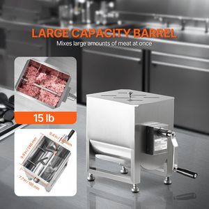 Miscelatore Manuale per Carne con Serbatoio Fisso in Acciaio Inox da 10L, per Lavorazione fino a 15LBS di Carne, Usato, per Miscelazione Salsicce - Product Image 2