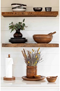 Bol de service jetable en bois d'acacia, bol à salade, à fruits, à collations en bois naturel, écologique, style américain, élégant, vaisselle de cuisine - Product Image 4
