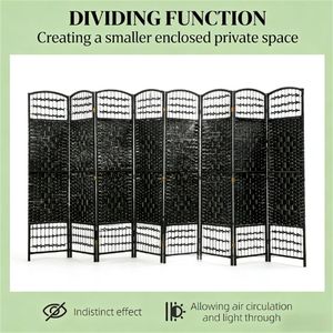Paravento Pieghevole a 8 Ante Nero, Divisorio per Stanza e Schermo per la Privacy - Product Image 3