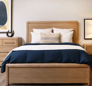 โครงเตียงไม้สักแท้ทันสมัย หุ้มผ้าบุอย่างดี นอนสบาย เป็นมิตรกับสิ่งแวดล้อม หัวเตียงผ้า ดีไซน์มินิมอล เตียงไม้แบบแท่น ขนาดคิงไซส์ - Product Image 6