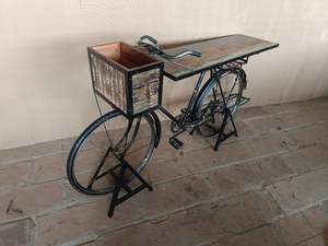 Best Collection Vintage <b>Reclaimed</b> Wood Bicycle Console <b>Table</b> Antique Himalayan Art - Product Image 4